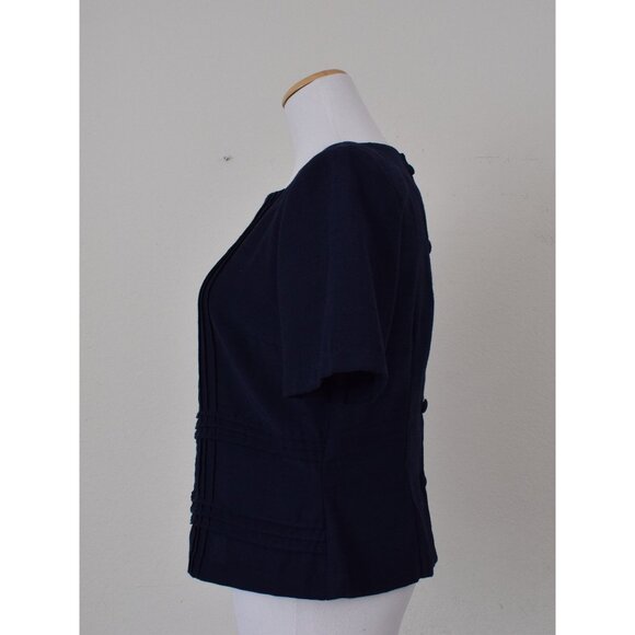 Vintage 90s Poly/Rayon Navy Jaclyn‎ Smith Blouse size 10 - Picture 2 of 10